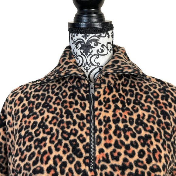 BP. | Women's Animal Print Leopard 1/2 Zip Long Sleeve Fleece Pullover XXS - Picture 5 of 9